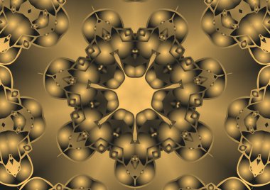 Dijital illüstrasyon, geometrik soyut renkli kaleydoskop simetrik desen ve gradyan etkisi. Klasik güzel dekoratif arkaplan