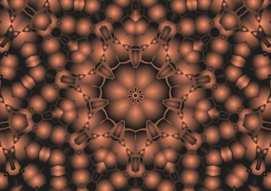 Dijital illüstrasyon, geometrik soyut renkli kaleydoskop simetrik desen ve gradyan etkisi. Klasik güzel dekoratif arkaplan
