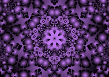 Dijital illüstrasyon, geometrik soyut renkli kaleydoskop simetrik desen ve gradyan etkisi. Klasik güzel dekoratif arkaplan