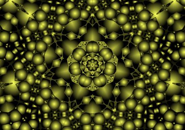 Dijital illüstrasyon, geometrik soyut renkli kaleydoskop simetrik desen ve gradyan etkisi. Klasik güzel dekoratif arkaplan