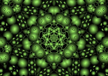 Dijital illüstrasyon, geometrik soyut renkli kaleydoskop simetrik desen ve gradyan etkisi. Klasik güzel dekoratif arkaplan