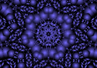 Dijital illüstrasyon, geometrik soyut renkli kaleydoskop simetrik desen ve gradyan etkisi. Klasik güzel dekoratif arkaplan