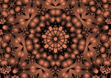 Dijital illüstrasyon, geometrik soyut renkli kaleydoskop simetrik desen ve gradyan etkisi. Klasik güzel dekoratif arkaplan