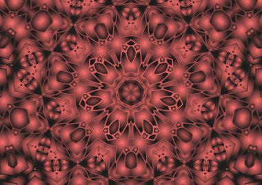 Dijital illüstrasyon, geometrik soyut renkli kaleydoskop simetrik desen ve gradyan etkisi. Klasik güzel dekoratif arkaplan