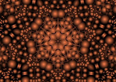 Dijital illüstrasyon, geometrik soyut renkli kaleydoskop simetrik desen ve gradyan etkisi. Klasik güzel dekoratif arkaplan