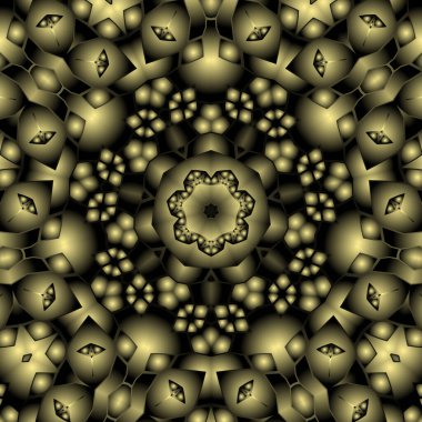 Dijital illüstrasyon, geometrik soyut renkli kaleydoskop simetrik desen ve gradyan etkisi. Klasik güzel dekoratif arkaplan