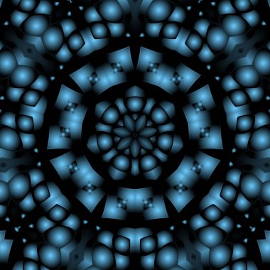 Dijital illüstrasyon, geometrik soyut renkli kaleydoskop simetrik desen ve gradyan etkisi. Klasik güzel dekoratif arkaplan