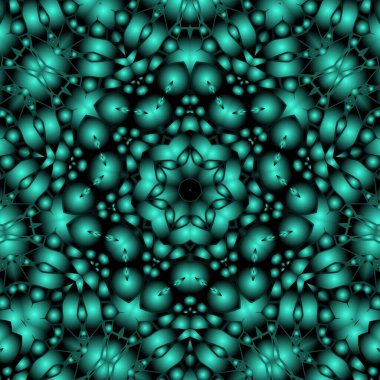 Dijital illüstrasyon, geometrik soyut renkli kaleydoskop simetrik desen ve gradyan etkisi. Klasik güzel dekoratif arkaplan