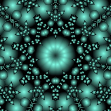 Dijital illüstrasyon, geometrik soyut renkli kaleydoskop simetrik desen ve gradyan etkisi. Klasik güzel dekoratif arkaplan