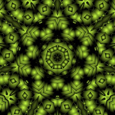 Dijital illüstrasyon, geometrik soyut renkli kaleydoskop simetrik desen ve gradyan etkisi. Klasik güzel dekoratif arkaplan