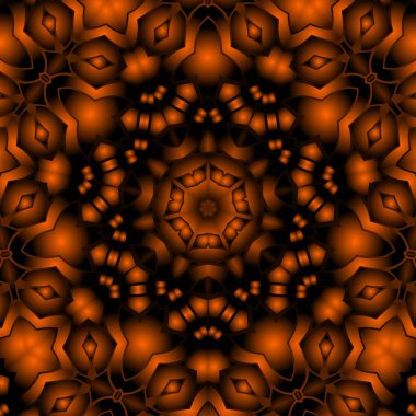 Dijital illüstrasyon, geometrik soyut renkli kaleydoskop simetrik desen ve gradyan etkisi. Klasik güzel dekoratif arkaplan