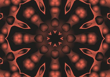 Dijital illüstrasyon, geometrik soyut renkli kaleydoskop simetrik desen ve gradyan etkisi. Klasik güzel dekoratif arkaplan