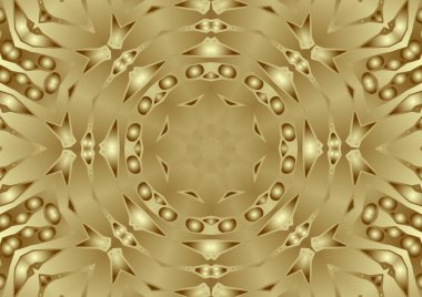 Dijital illüstrasyon, geometrik soyut renkli kaleydoskop simetrik desen ve gradyan etkisi. Klasik güzel dekoratif arkaplan