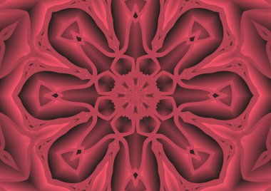 Dijital illüstrasyon, geometrik soyut renkli kaleydoskop simetrik desen ve gradyan etkisi. Klasik güzel dekoratif arkaplan