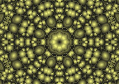 Dijital illüstrasyon, geometrik soyut renkli kaleydoskop simetrik desen ve gradyan etkisi. Klasik güzel dekoratif arkaplan