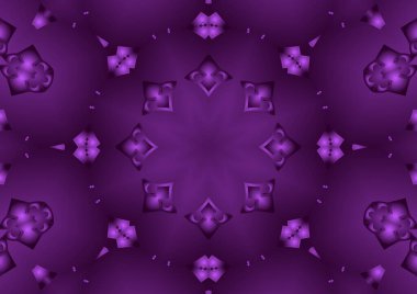 Dijital illüstrasyon, geometrik soyut renkli kaleydoskop simetrik desen ve gradyan etkisi. Klasik güzel dekoratif arkaplan