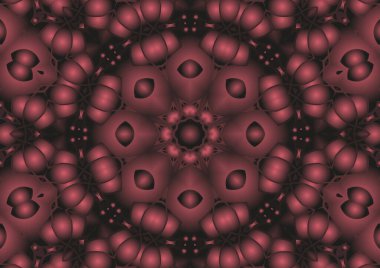 Dijital illüstrasyon, geometrik soyut renkli kaleydoskop simetrik desen ve gradyan etkisi. Klasik güzel dekoratif arkaplan