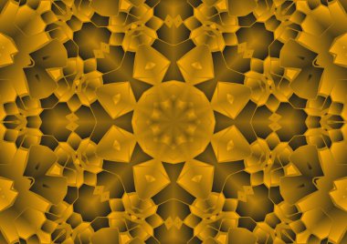 Dijital illüstrasyon, geometrik soyut renkli kaleydoskop simetrik desen ve gradyan etkisi. Klasik güzel dekoratif arkaplan