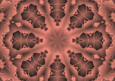 Dijital illüstrasyon, geometrik soyut renkli kaleydoskop simetrik desen ve gradyan etkisi. Klasik güzel dekoratif arkaplan