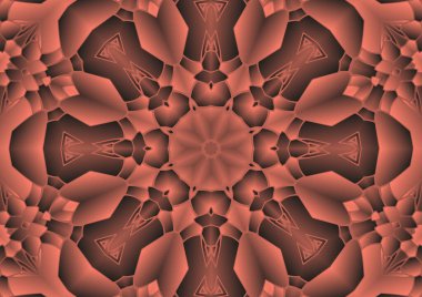 Dijital illüstrasyon, geometrik soyut renkli kaleydoskop simetrik desen ve gradyan etkisi. Klasik güzel dekoratif arkaplan