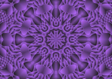 Dijital illüstrasyon, geometrik soyut renkli kaleydoskop simetrik desen ve gradyan etkisi. Klasik güzel dekoratif arkaplan