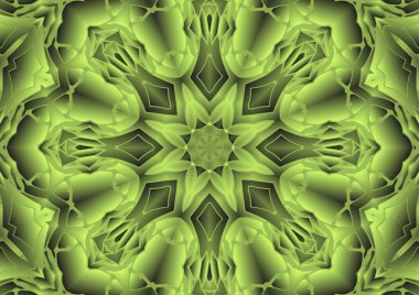 Dijital illüstrasyon, geometrik soyut renkli kaleydoskop simetrik desen ve gradyan etkisi. Klasik güzel dekoratif arkaplan