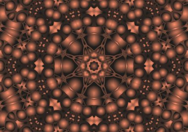 Dijital illüstrasyon, geometrik soyut renkli kaleydoskop simetrik desen ve gradyan etkisi. Klasik güzel dekoratif arkaplan