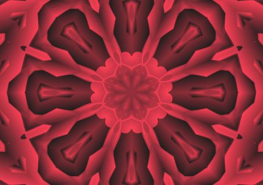 Dijital illüstrasyon, geometrik soyut renkli kaleydoskop simetrik desen ve gradyan etkisi. Klasik güzel dekoratif arkaplan