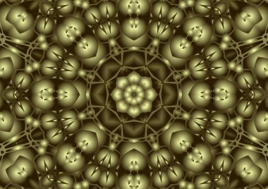 Dijital illüstrasyon, geometrik soyut renkli kaleydoskop simetrik desen ve gradyan etkisi. Klasik güzel dekoratif arkaplan