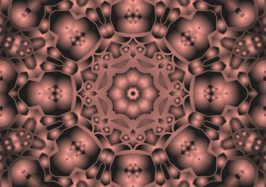 Dijital illüstrasyon, geometrik soyut renkli kaleydoskop simetrik desen ve gradyan etkisi. Klasik güzel dekoratif arkaplan
