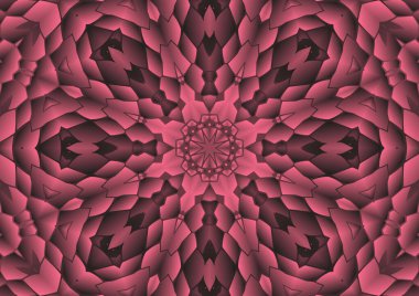 Dijital illüstrasyon, geometrik soyut renkli kaleydoskop simetrik desen ve gradyan etkisi. Klasik güzel dekoratif arkaplan