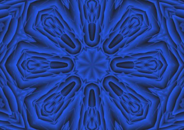 Dijital illüstrasyon, geometrik soyut renkli kaleydoskop simetrik desen ve gradyan etkisi. Klasik güzel dekoratif arkaplan