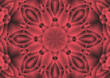 Dijital illüstrasyon, geometrik soyut renkli kaleydoskop simetrik desen ve gradyan etkisi. Klasik güzel dekoratif arkaplan