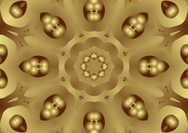 Dijital illüstrasyon, geometrik soyut renkli kaleydoskop simetrik desen ve gradyan etkisi. Klasik güzel dekoratif arkaplan