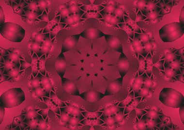 Dijital illüstrasyon, geometrik soyut renkli kaleydoskop simetrik desen ve gradyan etkisi. Klasik güzel dekoratif arkaplan