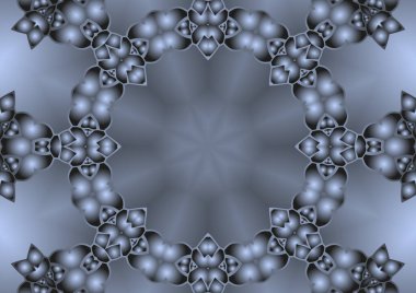 Dijital illüstrasyon, geometrik soyut renkli kaleydoskop simetrik desen ve gradyan etkisi. Klasik güzel dekoratif arkaplan