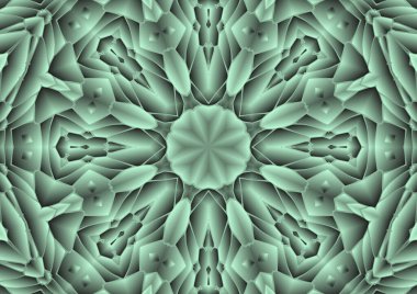 Dijital illüstrasyon, geometrik soyut renkli kaleydoskop simetrik desen ve gradyan etkisi. Klasik güzel dekoratif arkaplan