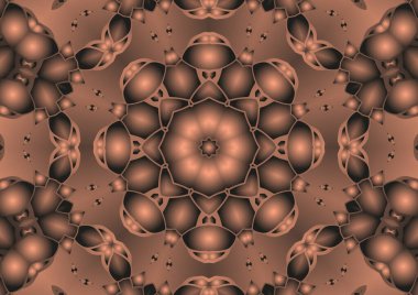 Dijital illüstrasyon, geometrik soyut renkli kaleydoskop simetrik desen ve gradyan etkisi. Klasik güzel dekoratif arkaplan