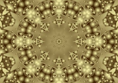 Dijital illüstrasyon, geometrik soyut renkli kaleydoskop simetrik desen ve gradyan etkisi. Klasik güzel dekoratif arkaplan