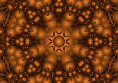 Dijital illüstrasyon, geometrik soyut renkli kaleydoskop simetrik desen ve gradyan etkisi. Klasik güzel dekoratif arkaplan