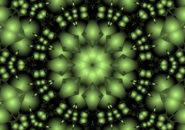 Dijital illüstrasyon, geometrik soyut renkli kaleydoskop simetrik desen ve gradyan etkisi. Klasik güzel dekoratif arkaplan