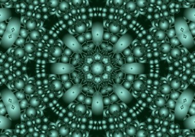 Dijital illüstrasyon, geometrik soyut renkli kaleydoskop simetrik desen ve gradyan etkisi. Klasik güzel dekoratif arkaplan