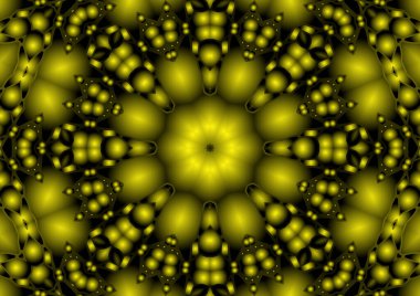 Dijital illüstrasyon, geometrik soyut renkli kaleydoskop simetrik desen ve gradyan etkisi. Klasik güzel dekoratif arkaplan