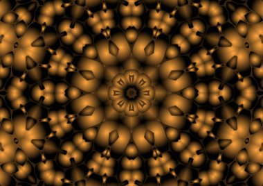 Dijital illüstrasyon, geometrik soyut renkli kaleydoskop simetrik desen ve gradyan etkisi. Klasik güzel dekoratif arkaplan