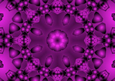 Dijital illüstrasyon, geometrik soyut renkli kaleydoskop simetrik desen ve gradyan etkisi. Klasik güzel dekoratif arkaplan