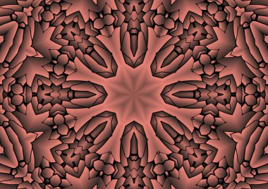 Dijital illüstrasyon, geometrik soyut renkli kaleydoskop simetrik desen ve gradyan etkisi. Klasik güzel dekoratif arkaplan