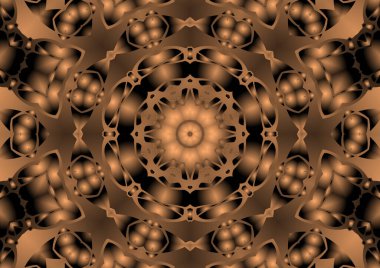 Dijital illüstrasyon, geometrik soyut renkli kaleydoskop simetrik desen ve gradyan etkisi. Klasik güzel dekoratif arkaplan