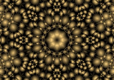 Dijital illüstrasyon, geometrik soyut renkli kaleydoskop simetrik desen ve gradyan etkisi. Klasik güzel dekoratif arkaplan