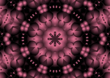 Dijital illüstrasyon, geometrik soyut renkli kaleydoskop simetrik desen ve gradyan etkisi. Klasik güzel dekoratif arkaplan