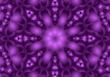 Dijital illüstrasyon, geometrik soyut renkli kaleydoskop simetrik desen ve gradyan etkisi. Klasik güzel dekoratif arkaplan